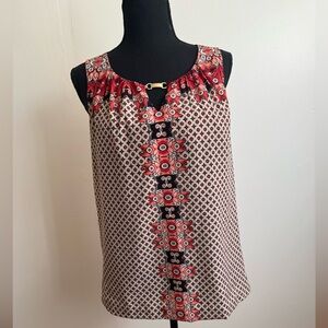 Sz M Dana Buchman sleeveless tunic w/ keyhole gold embellishment. NWOT